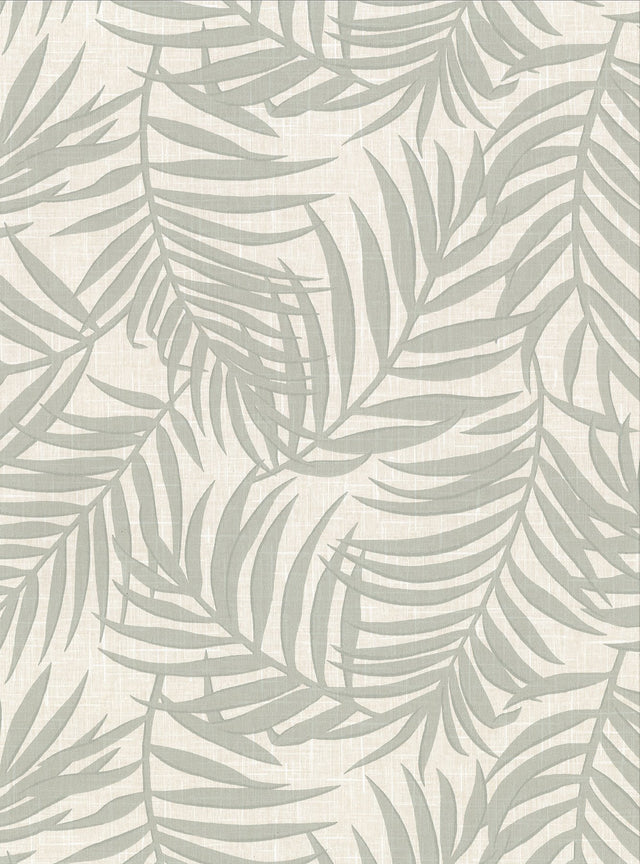 Lanai Beige Fronds Textured Wallpaper with Tropical Botanical Frond Pattern - Warner 2945-1134