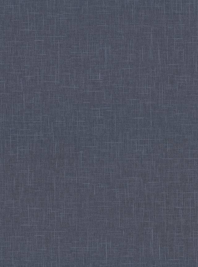 Linville Navy Faux Linen Wallpaper with Textured Fabric-Backed Vinyl - Warner 2945-1137