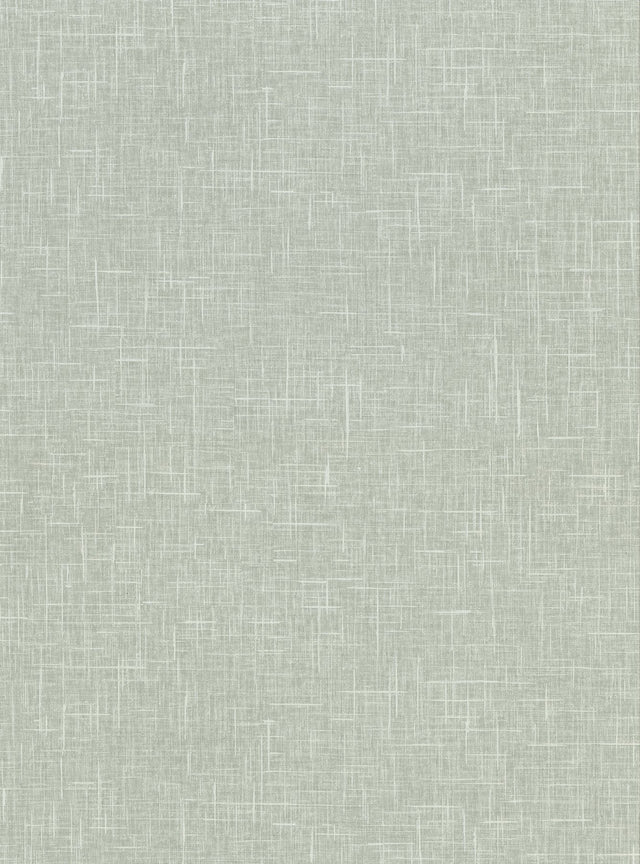 Linville Mint Faux Linen Wallpaper with Textured Fabric-Backed Vinyl - Warner 2945-1142