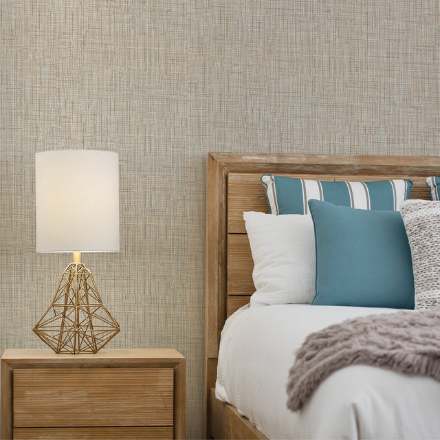 Tartan Wheat Distressed Texture Wallpaper with Traditional Abstract Fabric-Backed Vinyl - Brewster 2945-2753