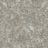 Abigail Grey Damask Wallpaper with Textured Distressed Motif - Warner 2945-2755