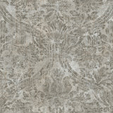 Abigail Grey Damask Wallpaper with Textured Distressed Motif - Warner 2945-2755SAM