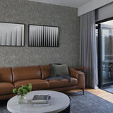Abigail Grey Damask Wallpaper with Textured Distressed Motif - Warner 2945-2755SAM