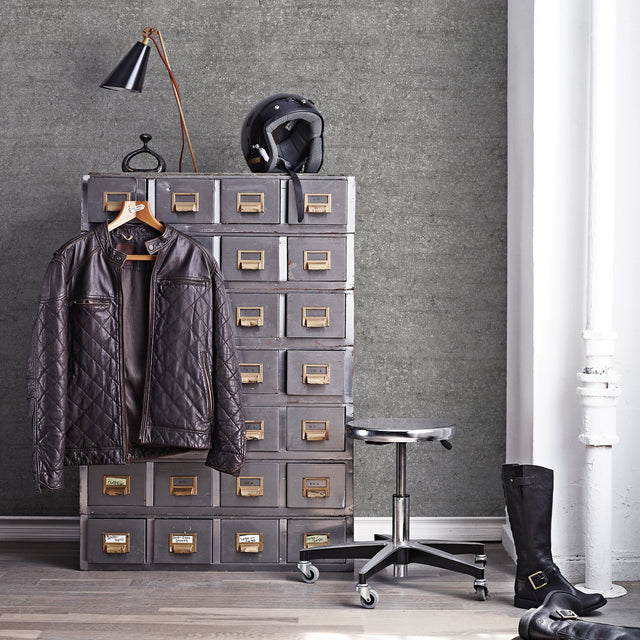 Travertine Dark Grey Patina Texture Wallpaper with Distressed Textures Motif - Warner 2945-2770