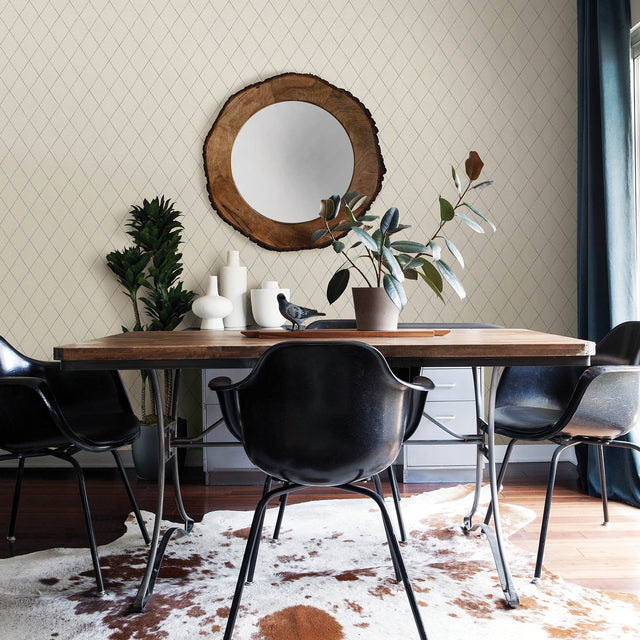 Rhombus Blue Geometric Wallpaper with Hand-Drawn Diamond Pattern - A?Street Prints 2948-27002