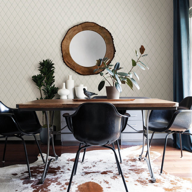 Rhombus Green Geometric Wallpaper with Farmhouse Geometrics Pattern - A-Street Prints 2948-27003