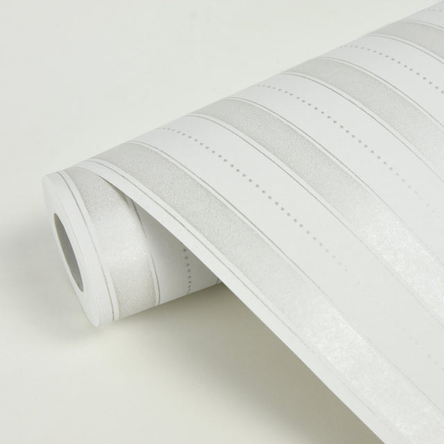 Symphony Platinum Stripe Wallpaper with Alternating Solid and Dotted Stripes - A-Street Prints 2948-27004