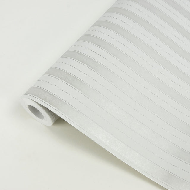 Symphony Platinum Stripe Wallpaper with Alternating Solid and Dotted Stripes - A-Street Prints 2948-27004