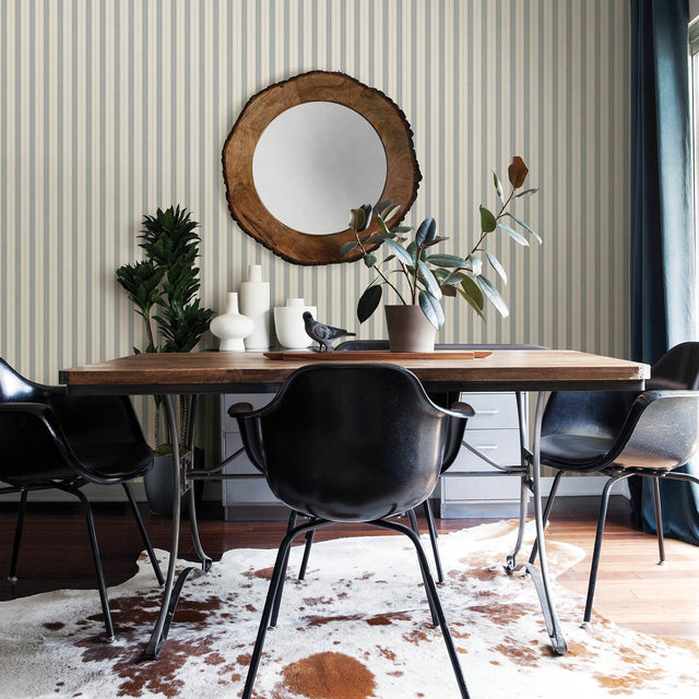 Symphony Light Blue Stripe Wallpaper with Gold Dot Stripes - A-Street Prints 2948-27006