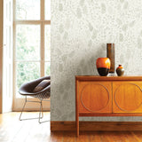 Isha Beige Leaf Wallpaper with Scandinavian Botanical Leaves Pattern - A-Street Prints 2948-27011