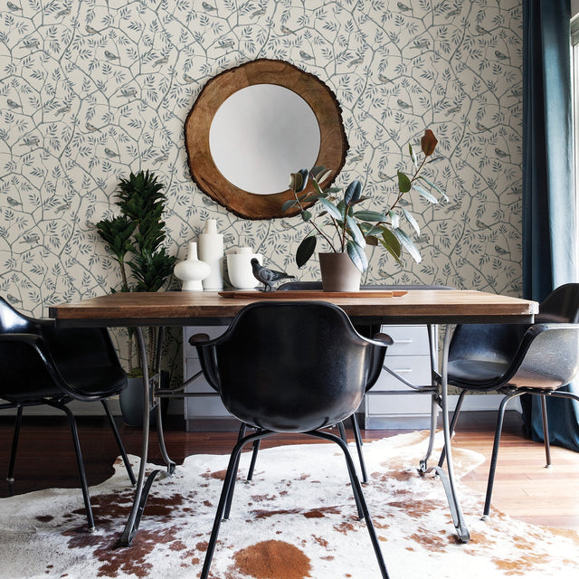 Crossbill Light Blue Branches Wallpaper with Birds Motif - A-Street Prints 2948-27016