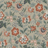 Athena Beige Floral Wallpaper with Scandinavian Botanical Flowers - Brewster 2948-28001