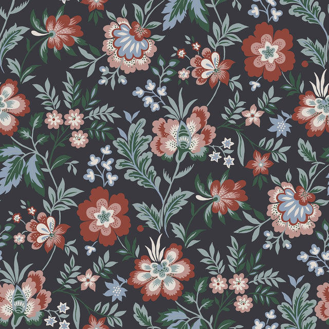 Athena Multicolor Floral Wallpaper with Scandinavian Botanical Flowers Pattern - A-Street Prints 2948-28004
