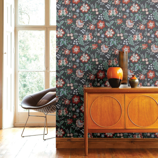 Athena Multicolor Floral Wallpaper with Scandinavian Botanical Flowers Pattern - A-Street Prints 2948-28004