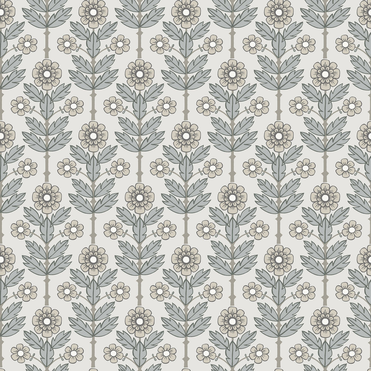 Aya White Floral Wallpaper with Scandinavian Botanical Flower Pattern - A?Street Prints 2948-28005