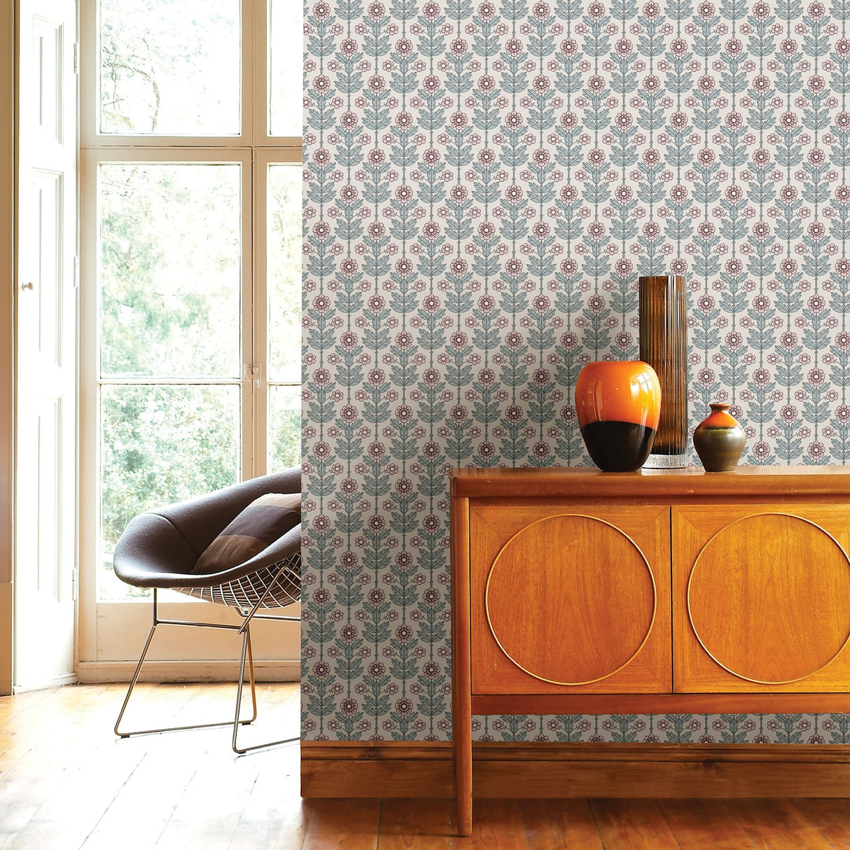 Aya Eggshell Floral Wallpaper with Scandinavian Botanical Flowers - A-Street Prints 2948-28007