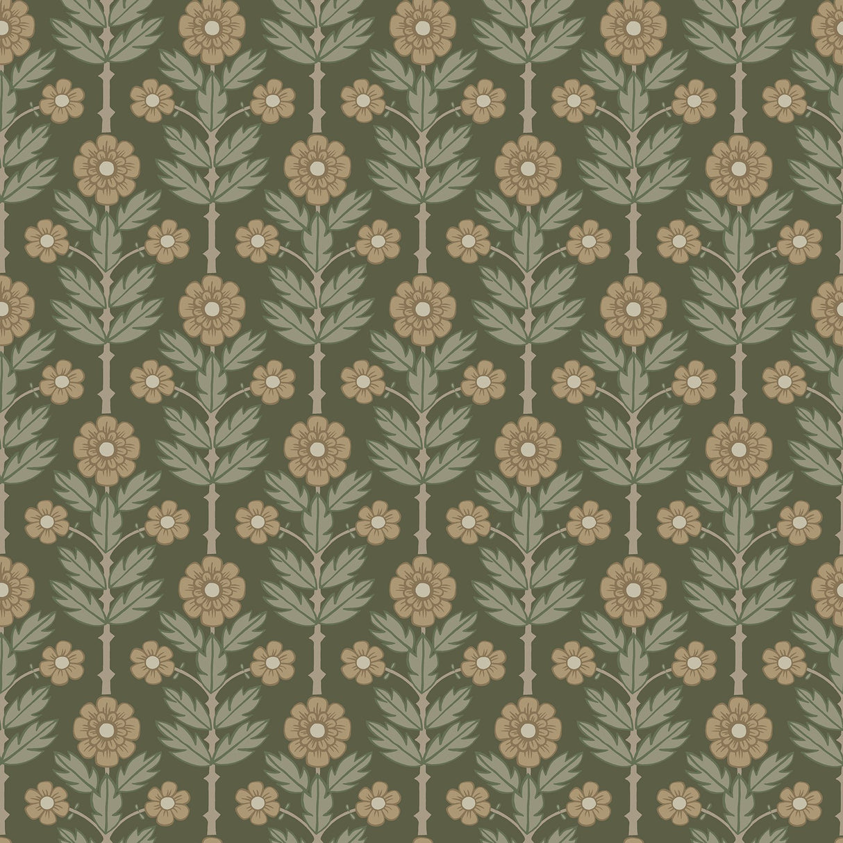 Aya Green Floral Wallpaper with Scandinavian Botanical Flowers - A?Street Prints 2948-28009