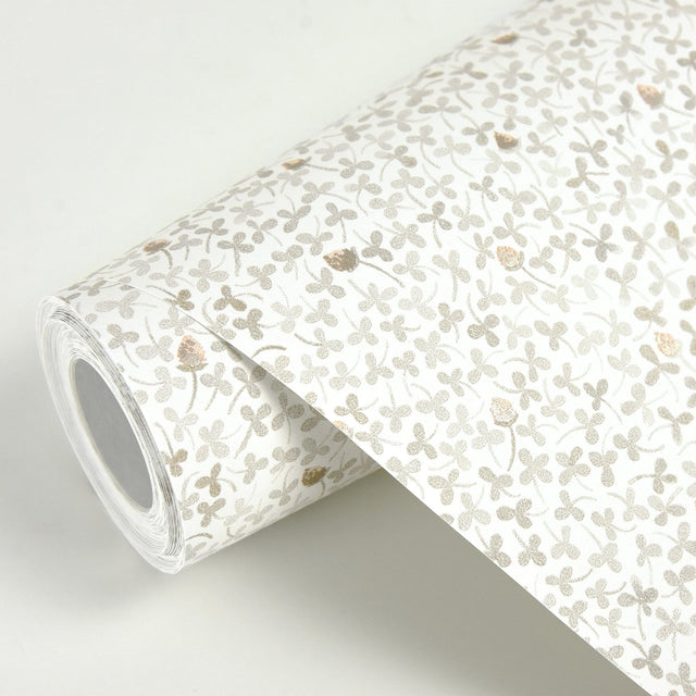 Lark White Botanical Wallpaper with Scandinavian Leaves Motif - Brewster 2948-28010