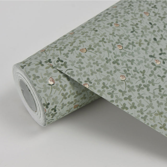 Lark Green Botanical Wallpaper with Scandinavian Clover Leaf Pattern - A-Street Prints 2948-28013