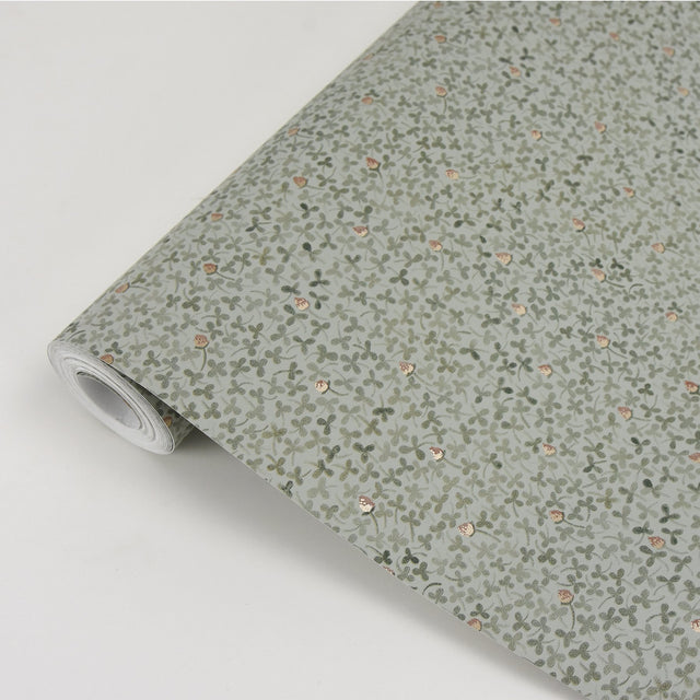 Lark Green Botanical Wallpaper with Scandinavian Clover Leaf Pattern - A-Street Prints 2948-28013