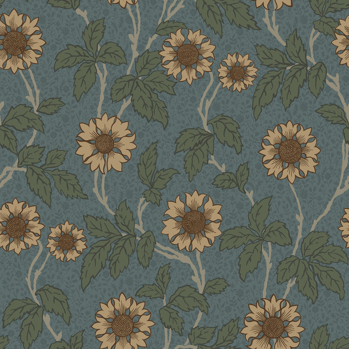 Leilani Blue Floral Wallpaper with Botanical Scandinavian Flowers - A-Street Prints 2948-28023