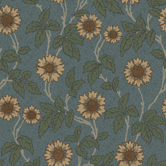 Leilani Blue Floral Wallpaper with Botanical Scandinavian Flowers - A-Street Prints 2948-28023