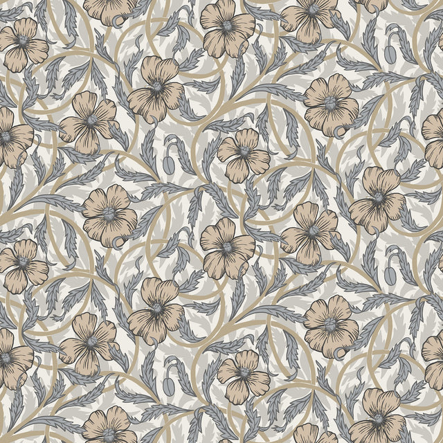 Imogen Neutral Floral Wallpaper with Scandinavian Botanical Flowers Pattern - A-Street Prints 2948-28025