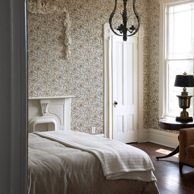 Imogen Neutral Floral Wallpaper with Scandinavian Botanical Flowers Pattern - A-Street Prints 2948-28025