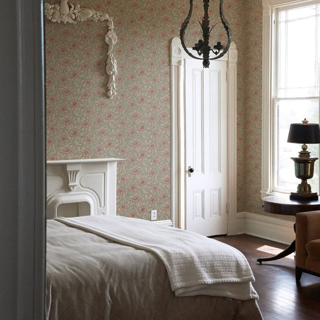 Imogen Light Brown Floral Wallpaper with Scandinavian Botanical Flower Motif - A-Street Prints 2948-28026