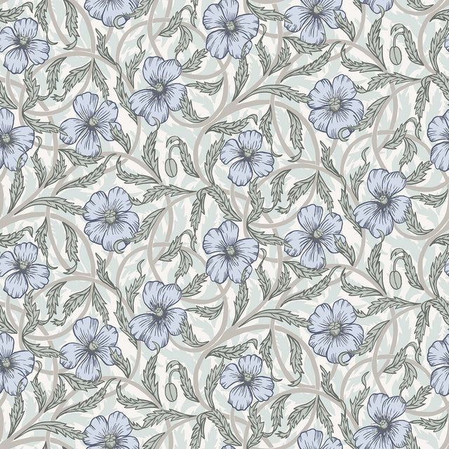 Imogen Light Blue Floral Wallpaper with Scandinavian Botanical Flowers Pattern - A-Street Prints 2948-28027