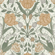 Tulipa Green Floral Wallpaper by A-Street Prints - MD33006 Scandinavian Botanical Tulip and Leaf Non Woven Pattern