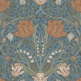 Tulipa Blue Floral Wallpaper with Botanical Scandinavian Flowers - A-Street Prints 2948-33009