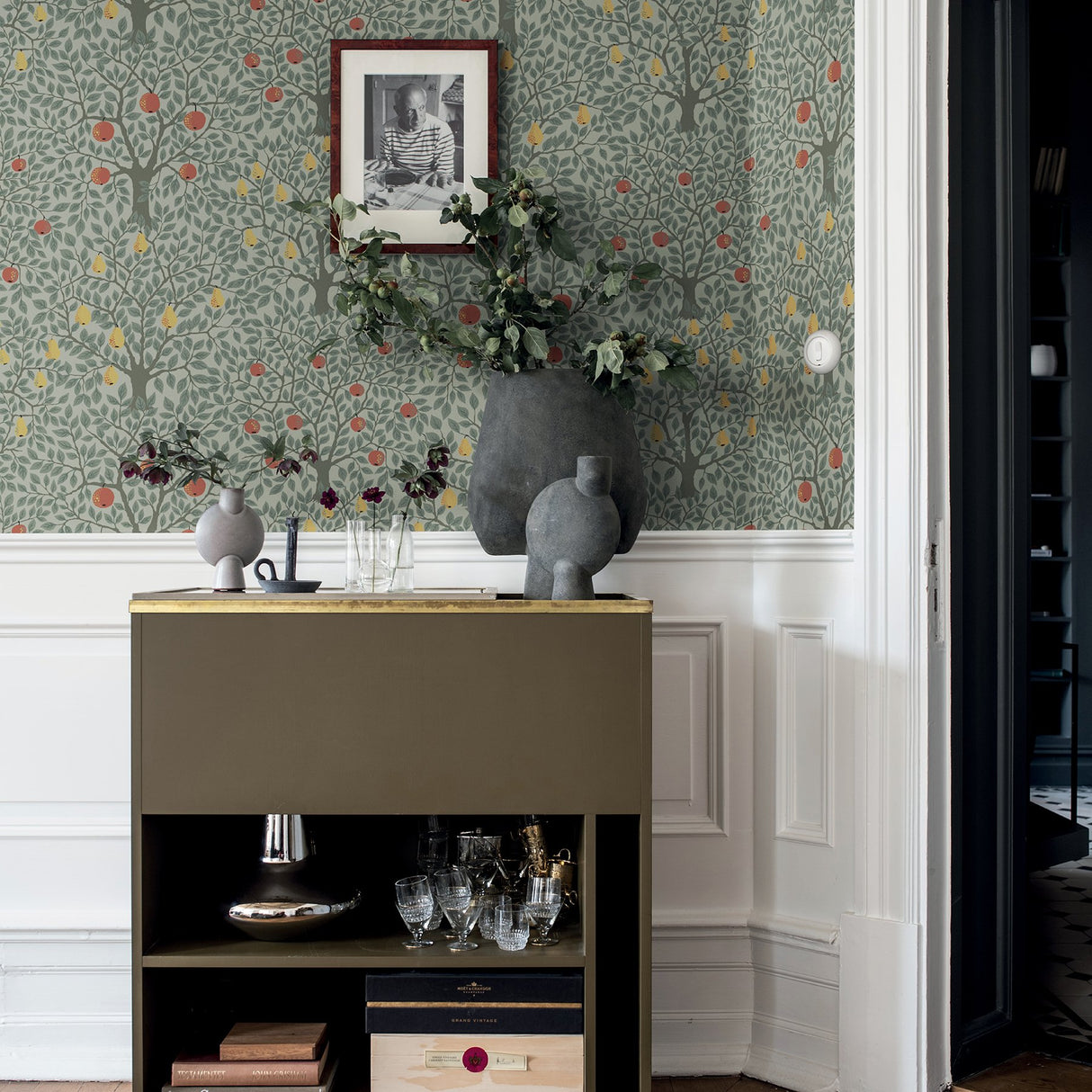 Pomona Green Fruit Tree Wallpaper with Eclectic Botanical Trees Motif - A-Street Prints 2948-33014