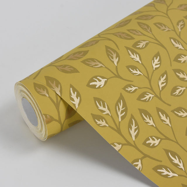 Posey Mustard Vines Wallpaper with Botanical Leaf Motif, Scandinavian Style - A-Street Prints 2948-33017
