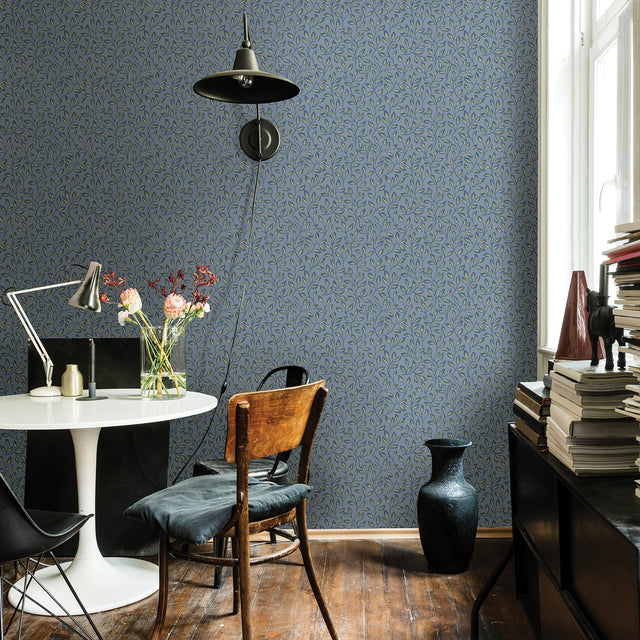 Posey Slate Vines Wallpaper with Botanical Leaves Motif, Scandinavian Style - A-Street Prints 2948-33018