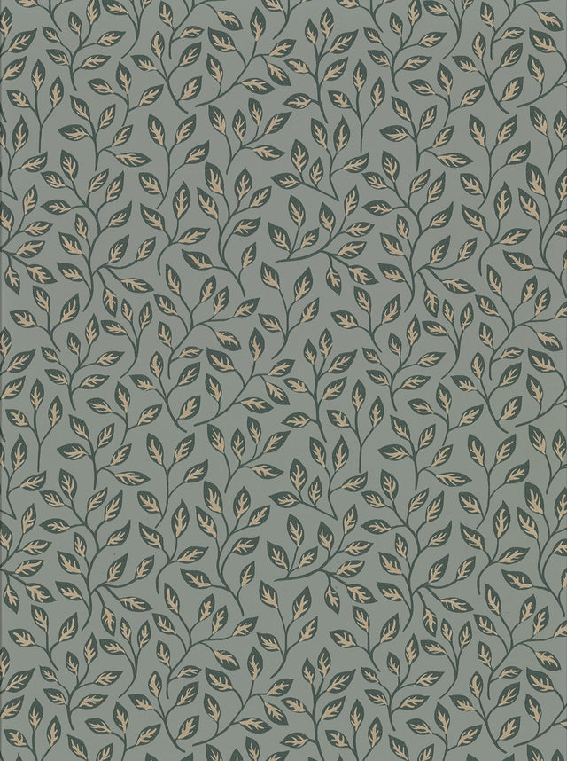 Posey Green Vines Wallpaper with Botanical Leaf Motif, Scandinavian Style - A-Street Prints 2948-33020