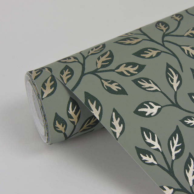Posey Green Vines Wallpaper with Botanical Leaf Motif, Scandinavian Style - A-Street Prints 2948-33020