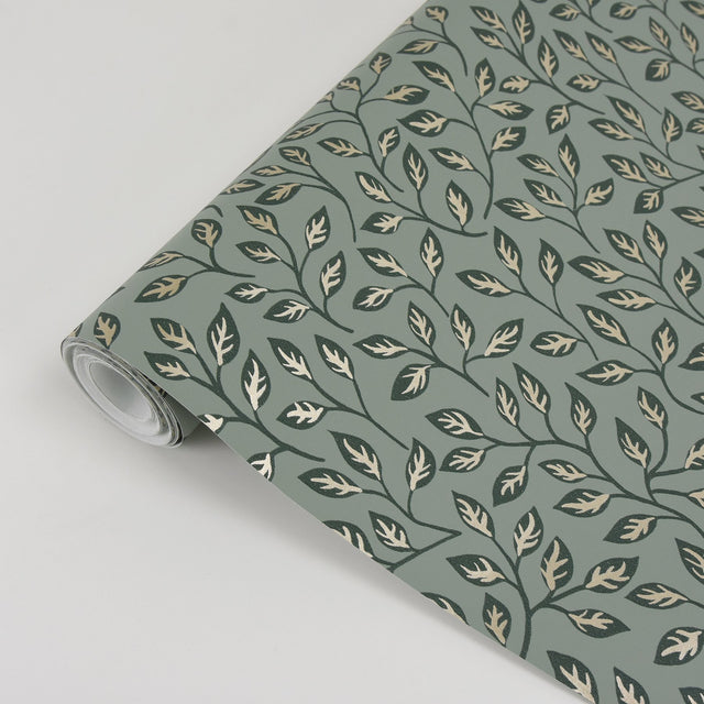 Posey Green Vines Wallpaper with Botanical Leaf Motif, Scandinavian Style - A-Street Prints 2948-33020