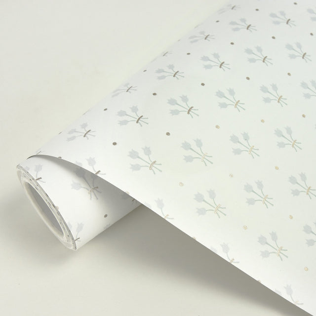 Lili White Miniature Floral Wallpaper with Scandinavian Botanical Tulip Motif - Brewster 2948-33026