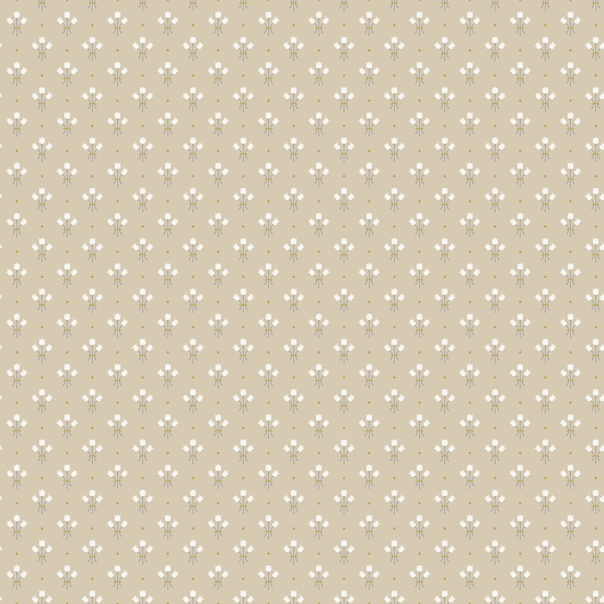 Lili Beige Miniature Floral Wallpaper with Scandinavian Tulip Motif - A-Street Prints 2948-33027