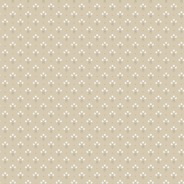 Lili Beige Miniature Floral Wallpaper with Scandinavian Tulip Motif - A-Street Prints 2948-33027