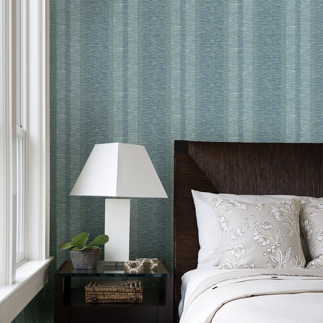 Pezula Teal Texture Stripe Wallpaper with Modern String Stripe Pattern - A-Street Prints 2949-60104