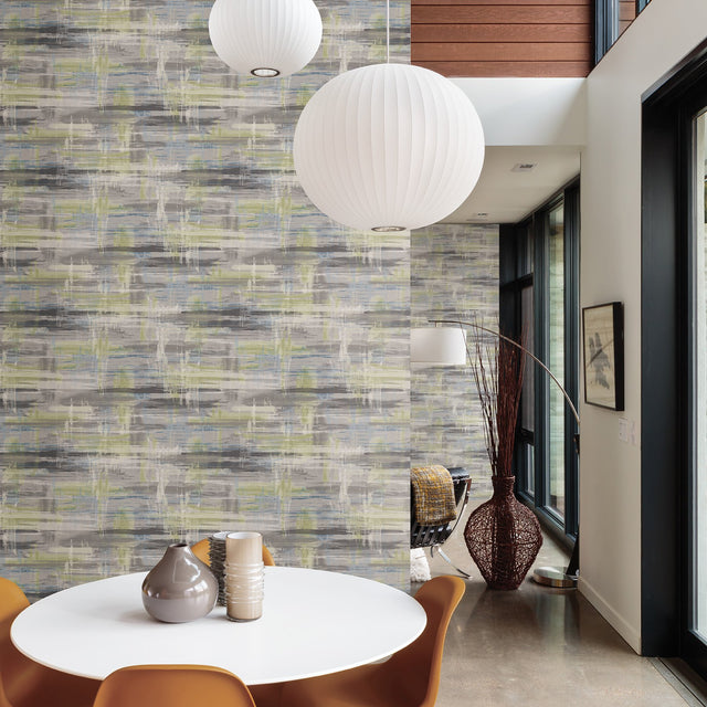 Marari Green Distressed Texture Wallpaper with Abstract Modern Pattern - A-Street Prints 2949-60314