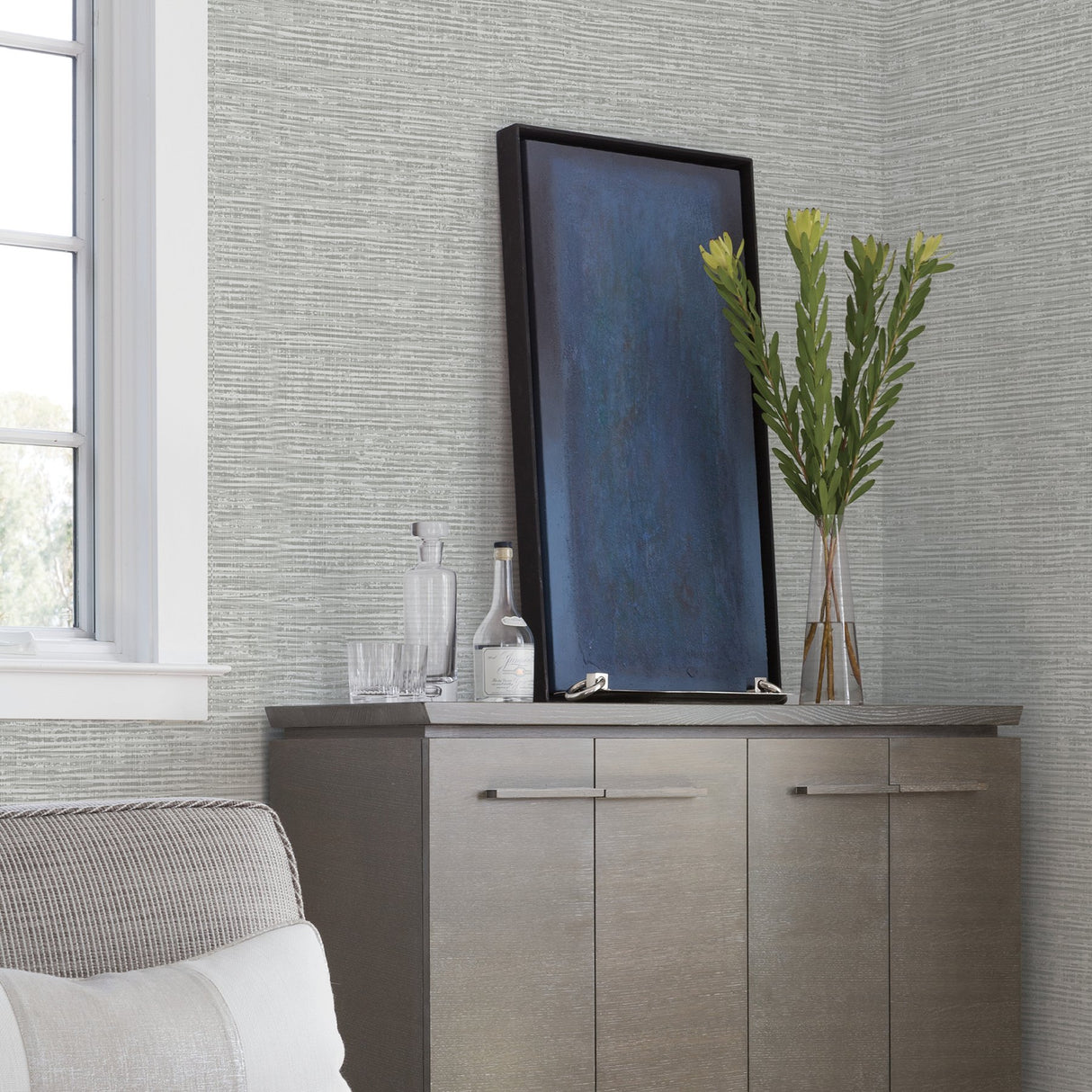 Vivanta Grey Distressed Texture String Wallpaper with Abstract Modern Pattern - A-Street Prints 2949-60406