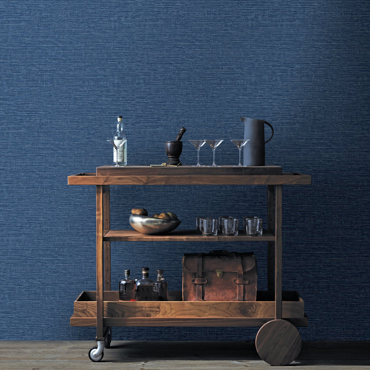 Vivanta Navy Distressed Texture String Wallpaper - A-Street Prints 2949-60412