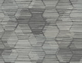 Jabari Charcoal Geometric Faux Grasscloth Wallpaper with Modern Honeycomb Pattern - A-Street Prints 2949-60500