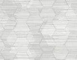 Jabari Light Grey Geometric Faux Grasscloth Wallpaper with Honeycomb Motif - A-Street Prints 2949-60506