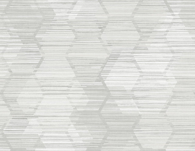 Jabari Light Grey Geometric Faux Grasscloth Wallpaper with Honeycomb Motif - A-Street Prints 2949-60506