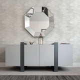 Jabari Light Grey Geometric Faux Grasscloth Wallpaper with Honeycomb Motif - A-Street Prints 2949-60506