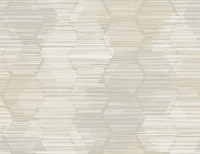 Jabari Beige Geometric Faux Grasscloth Wallpaper with Honeycomb Pattern, Modern - A?Street Prints 2949-60507